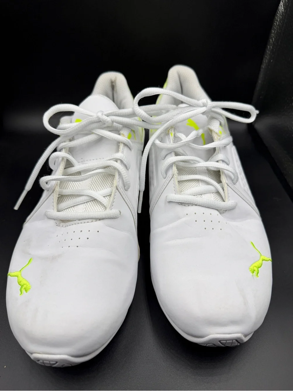 Puma White Athletic Sneakers with Neon Accent